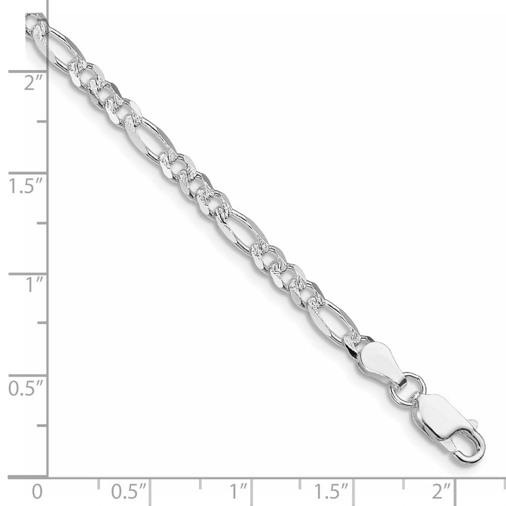 Sterling Silver Rhodium-plated 4mm Pav������ Flat Figaro ChainQFF100R-8