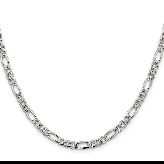 Sterling Silver 4.3mm Pav������ Flat Figaro ChainQFF120