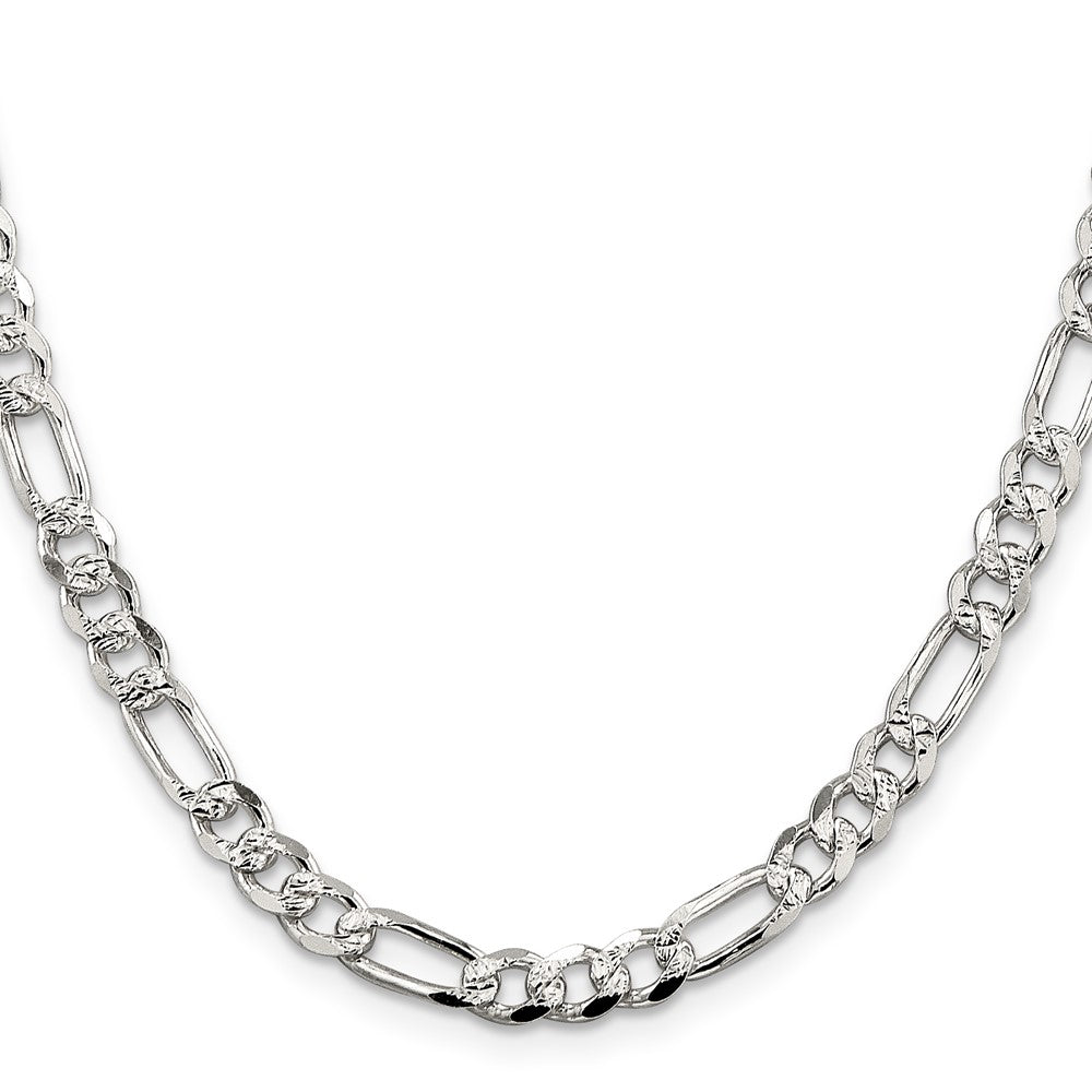 Sterling Silver 5.5mm Pav������ Flat Figaro ChainQFF150