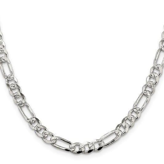 Sterling Silver 5.5mm Pav������ Flat Figaro ChainQFF150