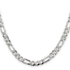 Sterling Silver 5.5mm Pav������ Flat Figaro ChainQFF150