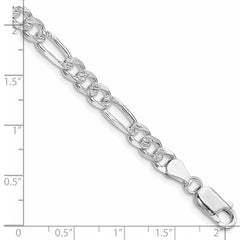 Sterling Silver Rhodium-plated 5.5mm Pav������������������������������������������������������������������������������������������������������������������������������������������������������������������ Flat Figaro Chain QFF150R-8