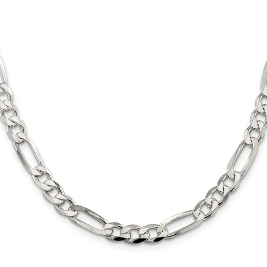 Sterling Silver 7.0mm Pav������ Flat Figaro ChainQFF180