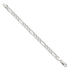 Sterling Silver 7.0mm Pav������������������������������������������������������������������������������������������������������������������������������������������������������������������ Flat Figaro Chain QFF180-8