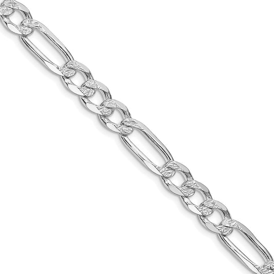 Sterling Silver Rhodium-plated 6.75mm Pav������ Flat Figaro ChainQFF180R