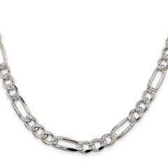 Sterling Silver 7.25mm Pav������ Flat Figaro ChainQFF200