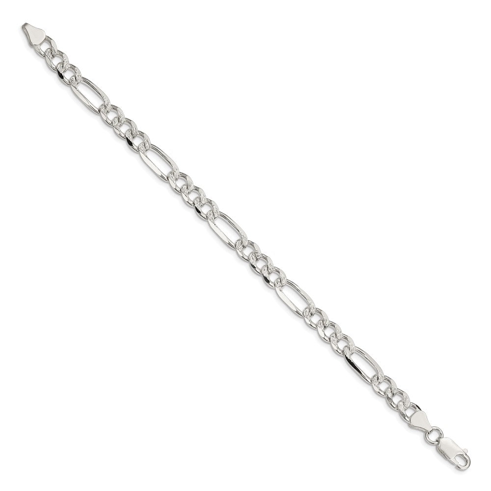 Sterling Silver 7.25mm Pave Flat Figaro Chain QFF200-8