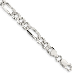 Sterling Silver 7.25mm Pav������������������������������������������������������������������������������������������������������������������������������������������������������������������ Flat Figaro Chain QFF200-8