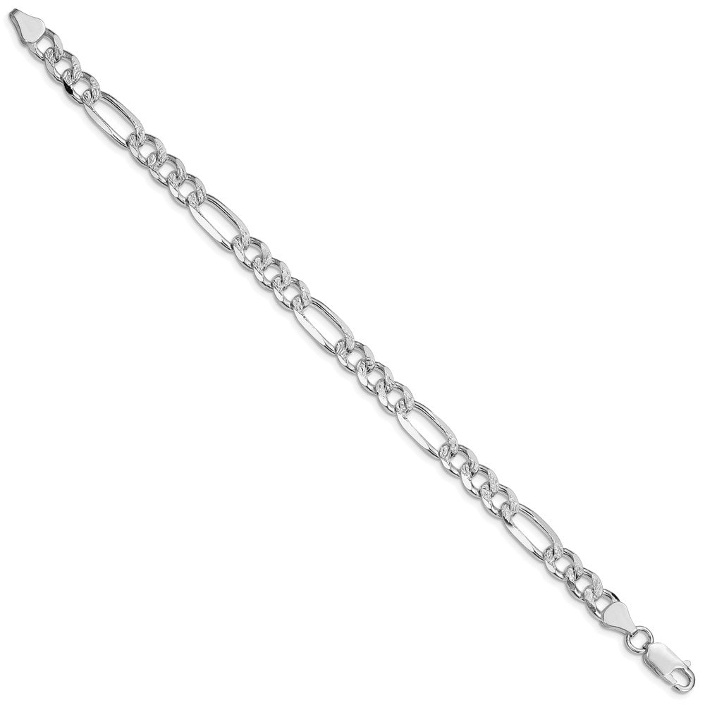 Sterling Silver Rhodium-plated 7.25mm Pav������������������������������������������������������������������������������������������������������������������������������������������������������������������ Flat Figaro Chain QFF200R-8