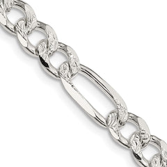 Sterling Silver 7.25mm Pav������ Flat Figaro ChainQFF200