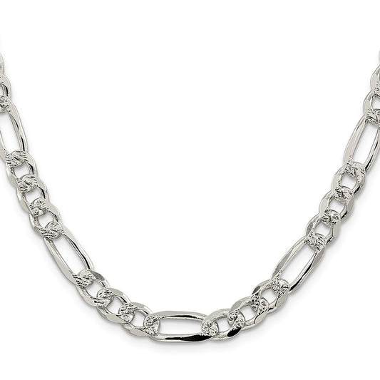 Sterling Silver 8mm Pav������ Flat Figaro ChainQFF220