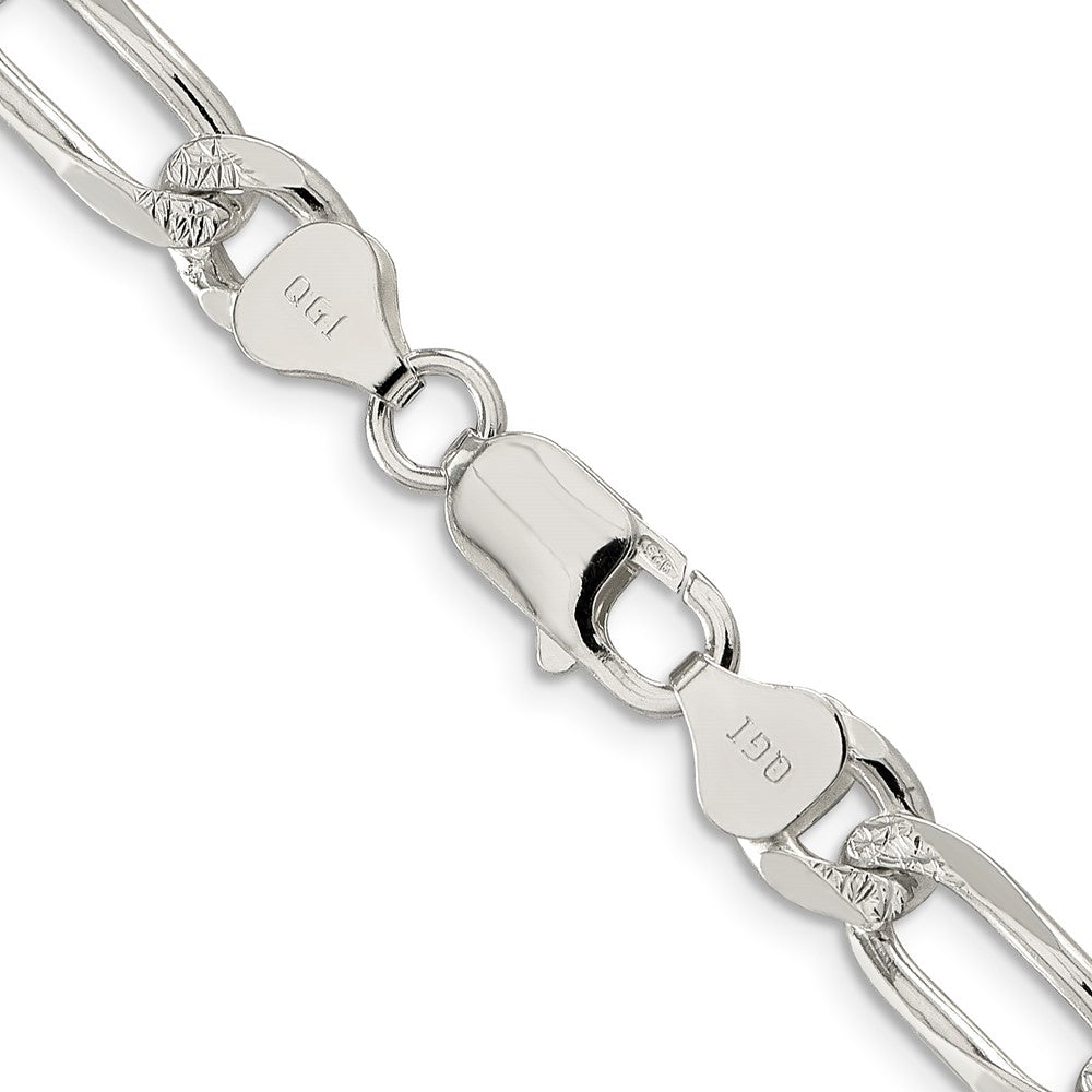 Sterling Silver 8mm Pav������ Flat Figaro ChainQFF220