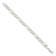 Sterling Silver 8mm Pave Flat Figaro Chain QFF220-8