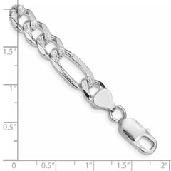 Sterling Silver Rhodium-plated 8mm Pav������������������������������������������������������������������������������������������������������������������������������������������������������������������ Flat Figaro Chain QFF220R-8
