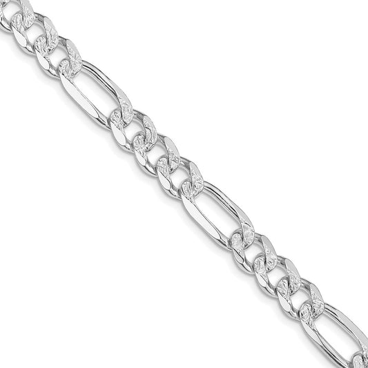 Sterling Silver Rhodium-plated 8mm Pav������ Flat Figaro ChainQFF220R