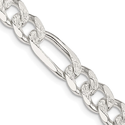 Sterling Silver 8mm Pav������ Flat Figaro ChainQFF220