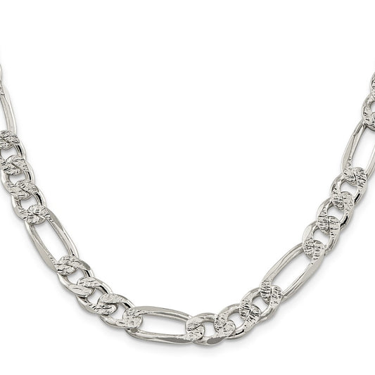 Sterling Silver 9.5mm Pav������ Flat Figaro ChainQFF250