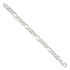 Sterling Silver 9.5mm Pav������������������������������������������������������������������������������������������������������������������������������������������������������������������ Flat Figaro Chain QFF250-8