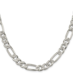 Sterling Silver Rhodium-plated 9.5mm Pav������ Flat Figaro ChainQFF250R