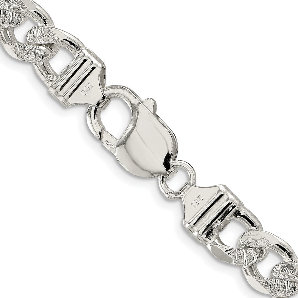 Sterling Silver Rhodium-plated 9.5mm Pav������ Flat Figaro ChainQFF250R