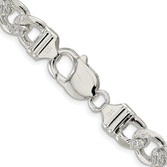 Sterling Silver Rhodium-plated 9.5mm Pav������ Flat Figaro ChainQFF250R