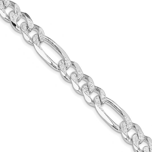 Sterling Silver Rhodium-plated 9.5mm Pav������ Flat Figaro ChainQFF250R