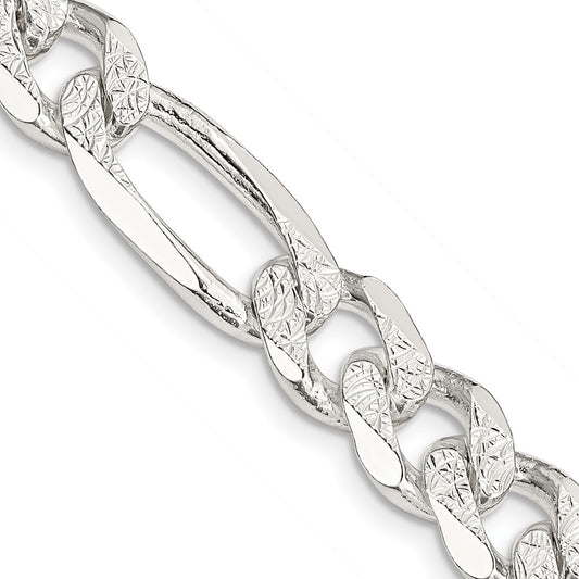Sterling Silver 9.5mm Pav������ Flat Figaro ChainQFF250