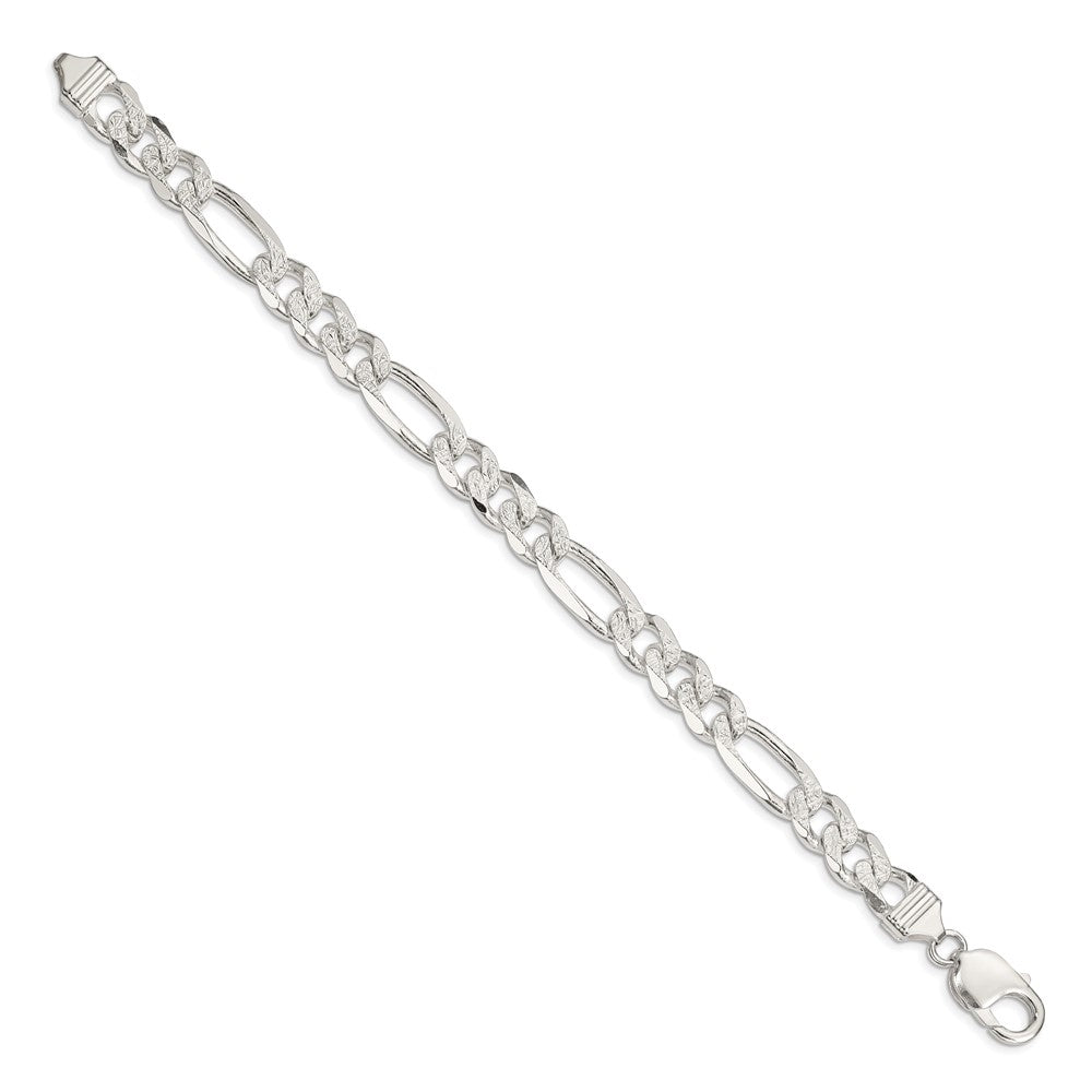 Sterling Silver 11.0mm Pav������������������������������������������������������������������������������������������������������������������������������������������������������������������ Flat Figaro Chain QFF300-8