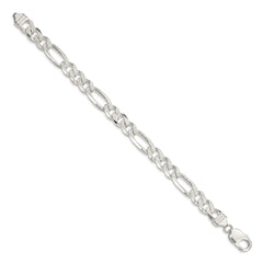 Sterling Silver 11.0mm Pav������������������������������������������������������������������������������������������������������������������������������������������������������������������ Flat Figaro Chain QFF300-8