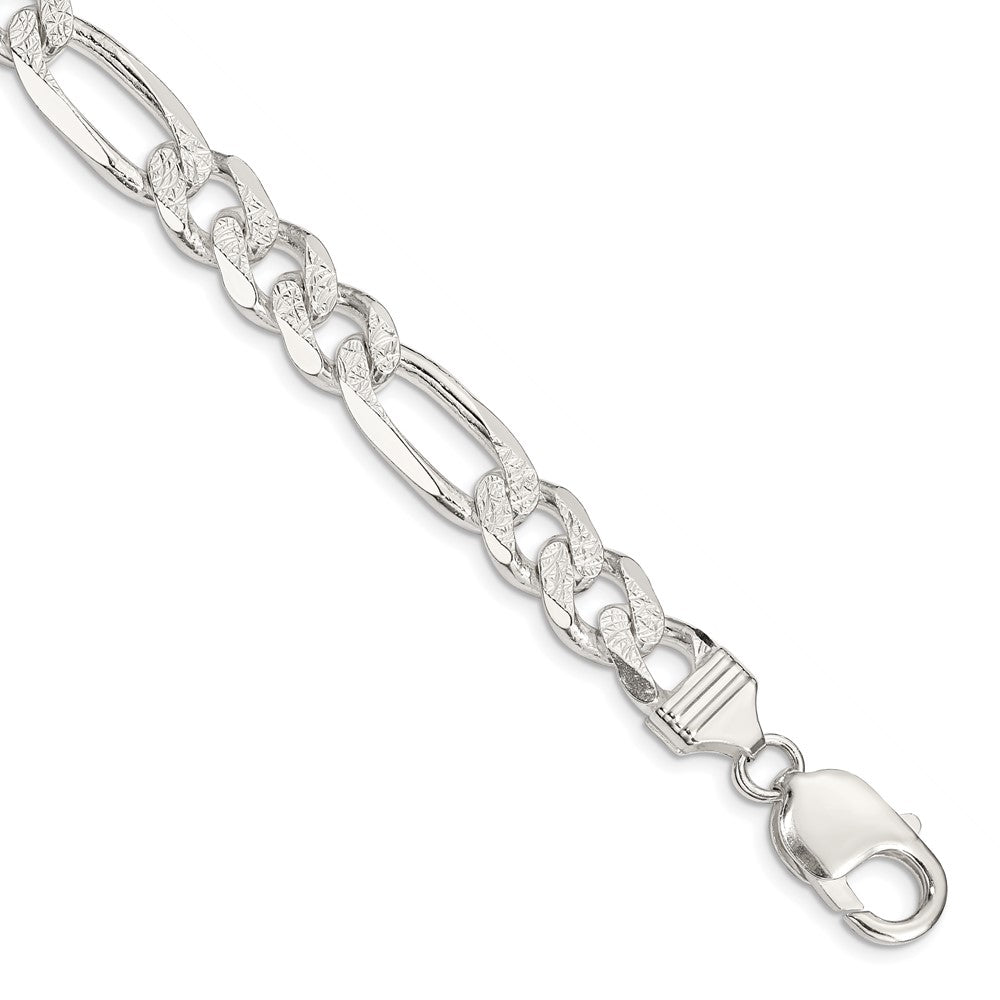 Sterling Silver 11.0mm Pav������������������������������������������������������������������������������������������������������������������������������������������������������������������ Flat Figaro Chain QFF300-8