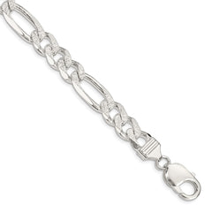 Sterling Silver 11.0mm Pav������������������������������������������������������������������������������������������������������������������������������������������������������������������ Flat Figaro Chain QFF300-8