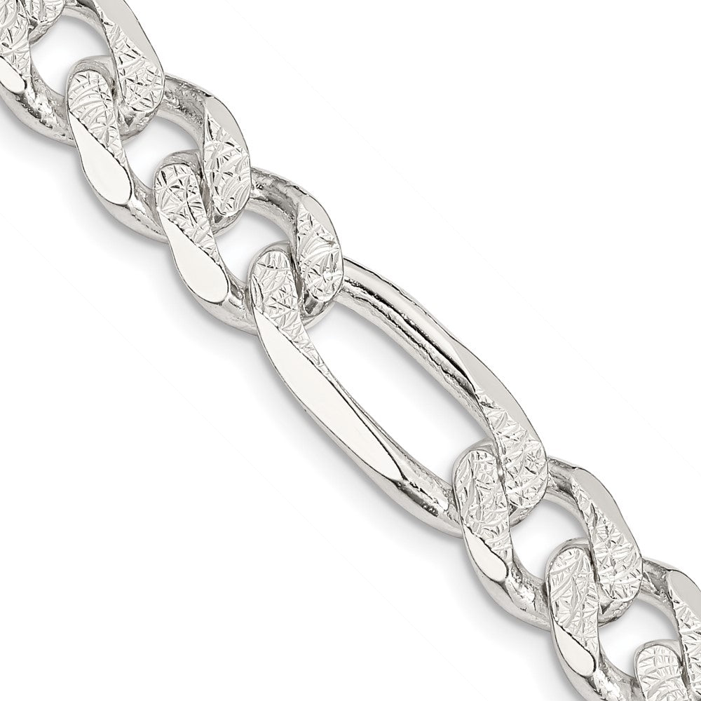 Sterling Silver 11.0mm Pav������ Flat Figaro ChainQFF300