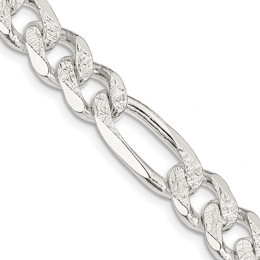 Sterling Silver 11.0mm Pav������ Flat Figaro ChainQFF300