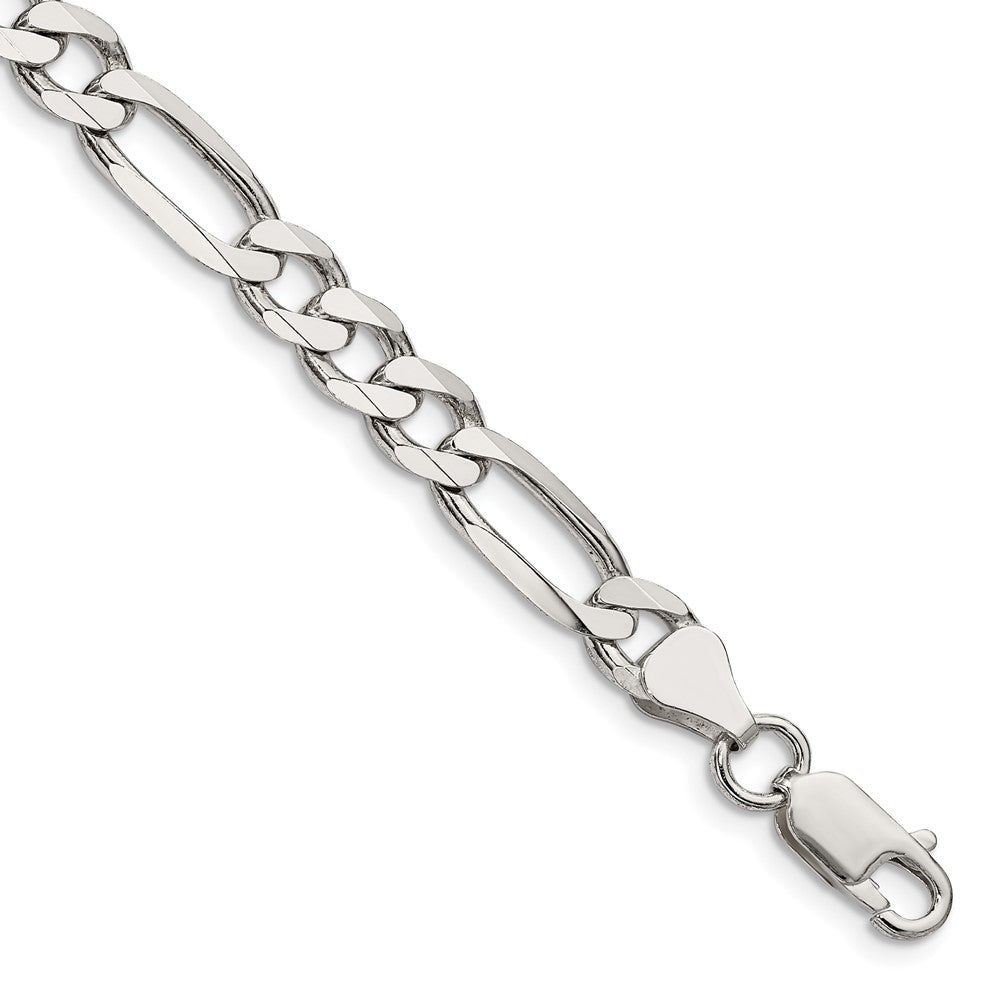 Sterling Silver Rhodium-plated 6.5mm Figaro Chain QFG180-8