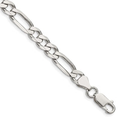 Sterling Silver Rhodium-plated 6.5mm Figaro Chain QFG180-8