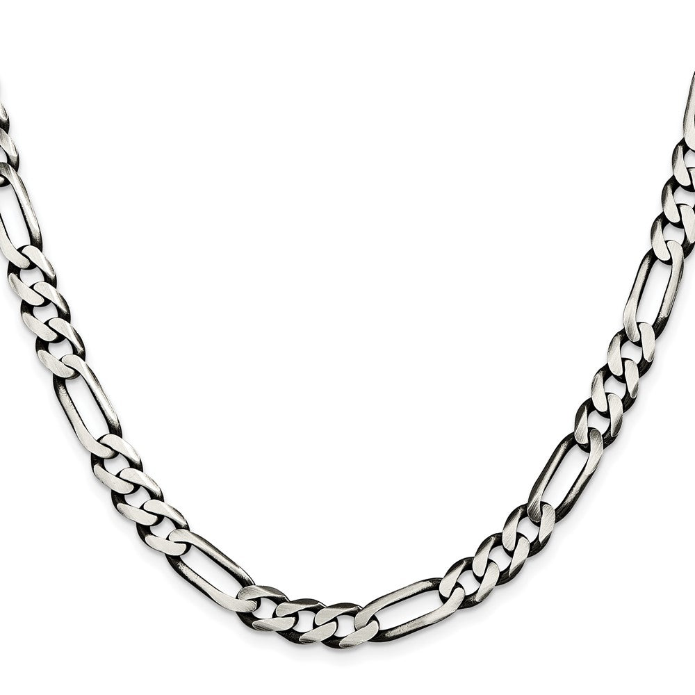 Sterling Silver Antiqued 7.5mm Figaro ChainQFG200A