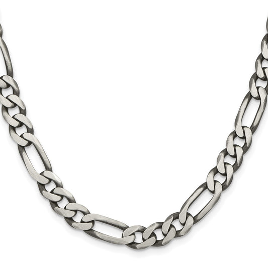 Sterling Silver Antiqued 7.75mm Figaro ChainQFG220A
