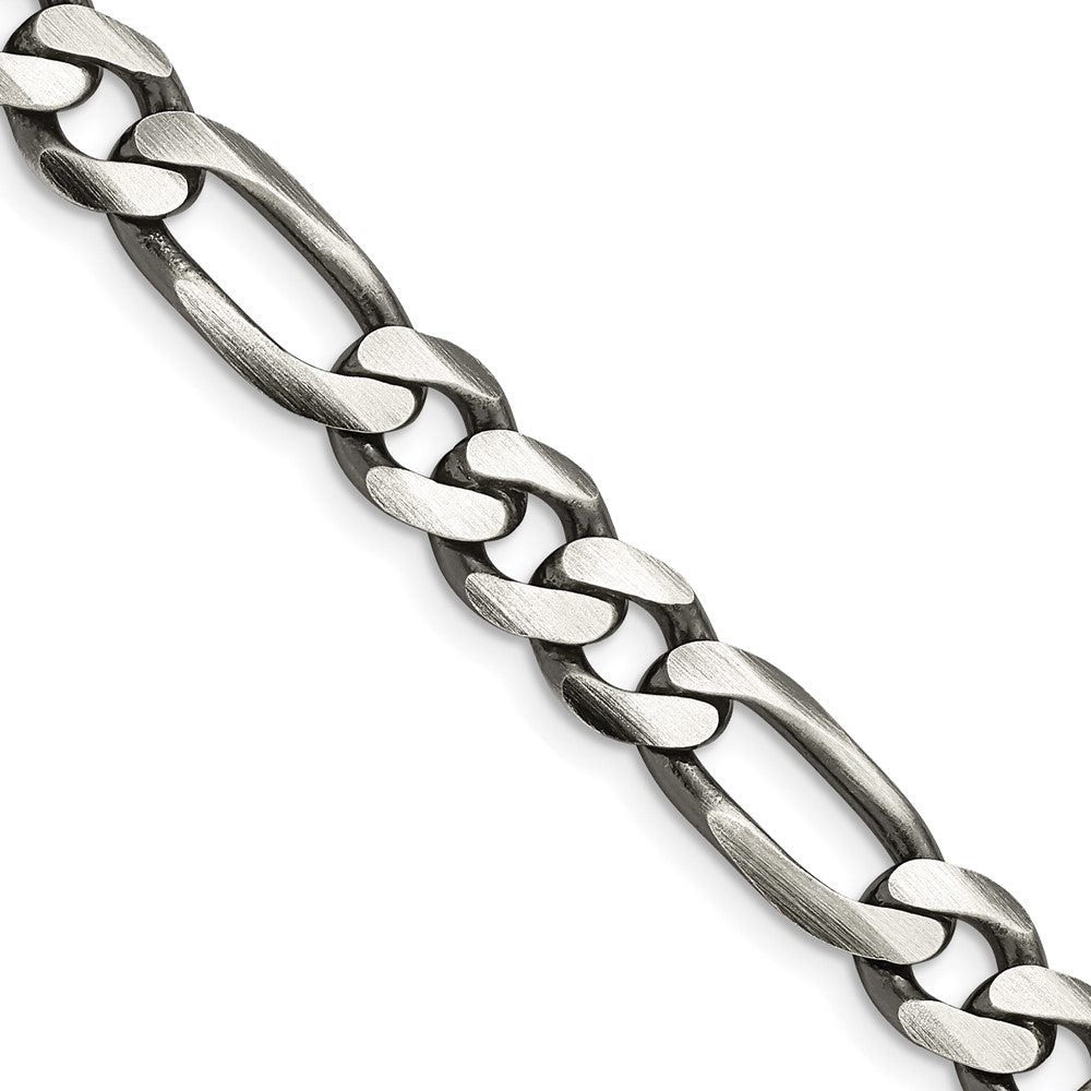 Sterling Silver Antiqued 7.75mm Figaro ChainQFG220A
