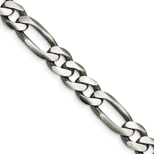 Sterling Silver Antiqued 7.75mm Figaro ChainQFG220A
