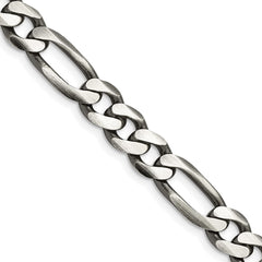 Sterling Silver Antiqued 7.75mm Figaro ChainQFG220A