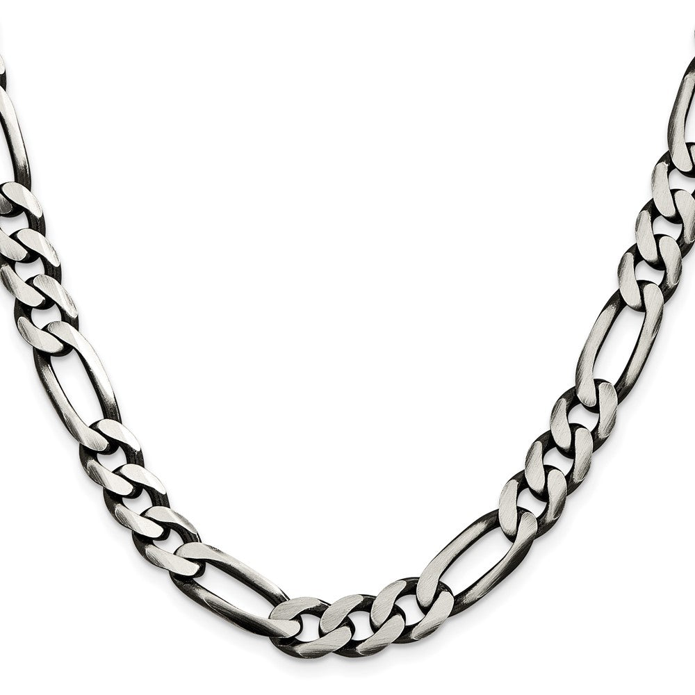 Sterling Silver Antiqued 9mm Figaro ChainQFG250A