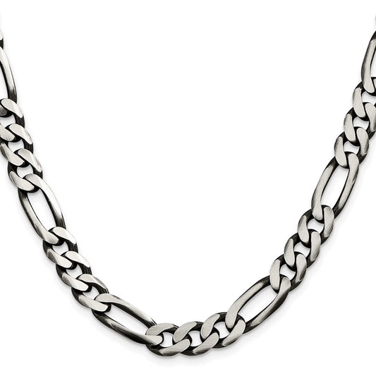 Sterling Silver Antiqued 9mm Figaro ChainQFG250A