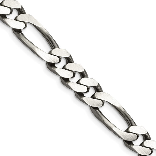 Sterling Silver Antiqued 9mm Figaro ChainQFG250A