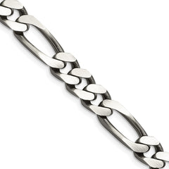 Sterling Silver Antiqued 9mm Figaro ChainQFG250A