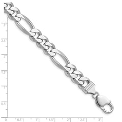 Sterling Silver Rhodium-plated 10.2mm Figaro Chain QFG280R-8