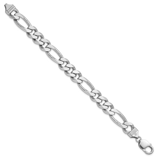 Sterling Silver Rhodium-plated 10.75mm Figaro Chain QFG300R-8