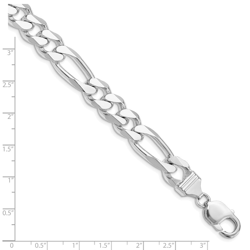 Sterling Silver Rhodium-plated 10.75mm Figaro Chain QFG300R-8