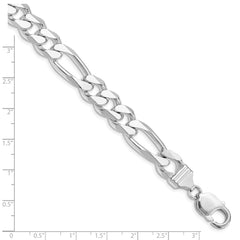 Sterling Silver Rhodium-plated 10.75mm Figaro Chain QFG300R-8