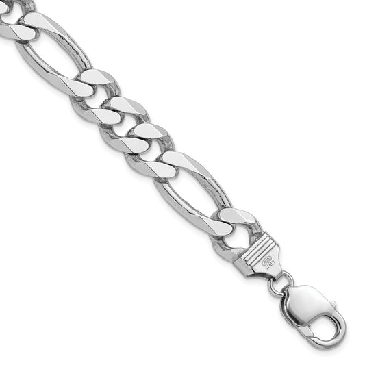 Sterling Silver Rhodium-plated 10.75mm Figaro Chain QFG300R-8