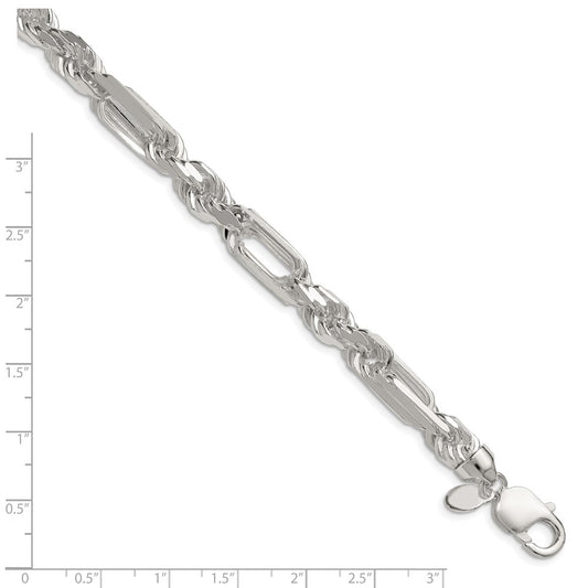 Sterling Silver 8mm D/C Figarope Chain QFGR150-8